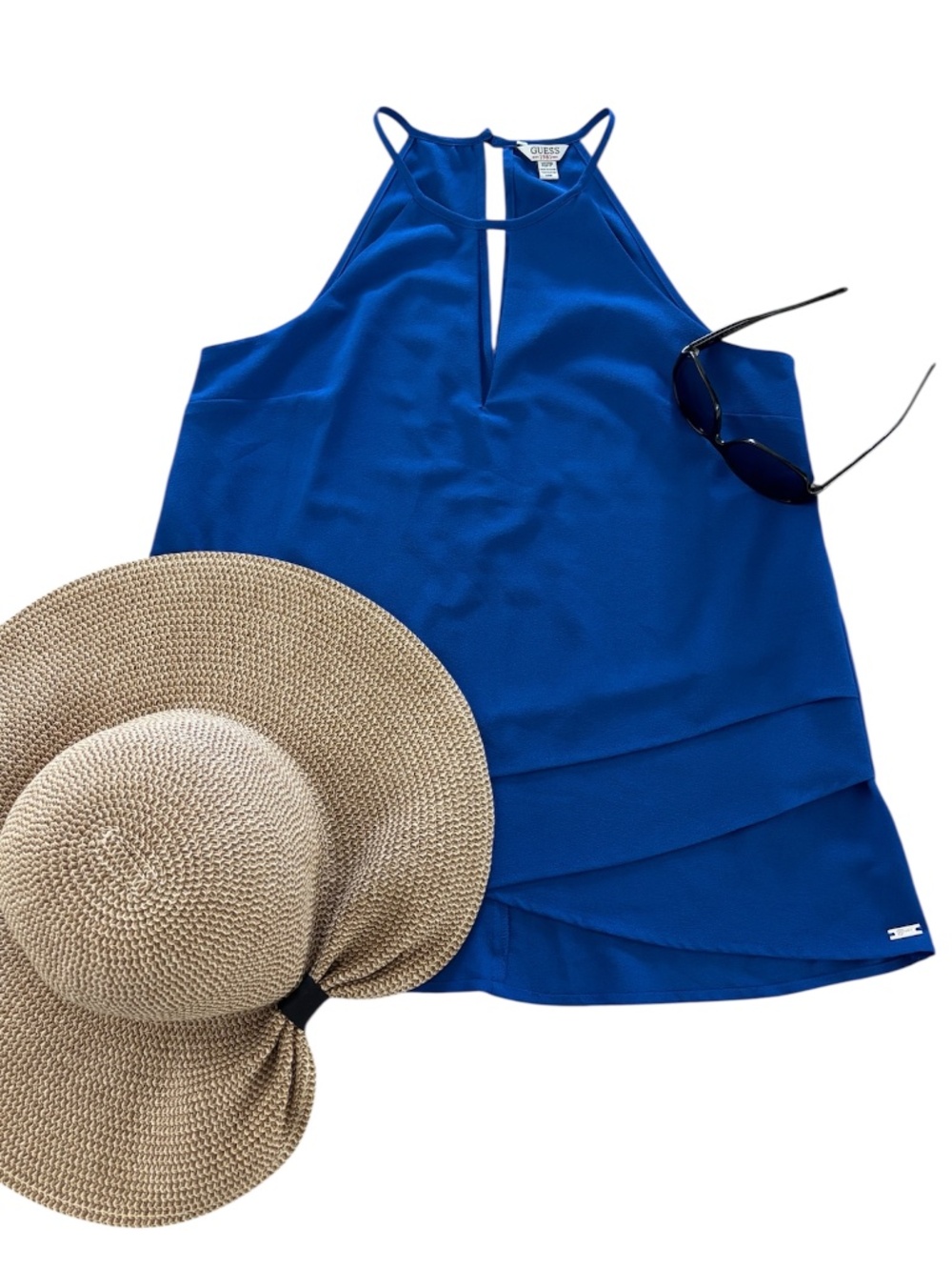 Guess Halter Neck Sleeveless Blouse - Blue Size XS
